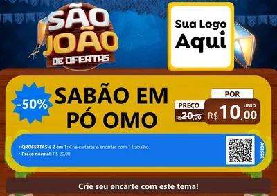 Modelo de Cartaz para Cartaz A4 Horizontal com o tema São João Ofertas Imbatíveis! - Junina para Produtos de Limpeza