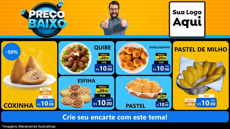 Modelo de TV para TV Horizontal com o tema Preço Baixo para Salgadaria