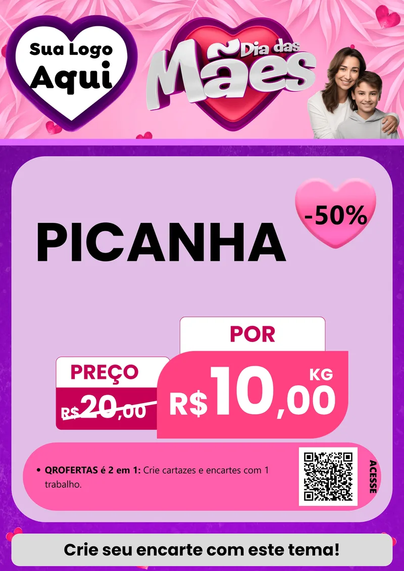 Modelo de Cartaz para Cartaz A4 Vertical com o tema Dia das Mães para Açougue