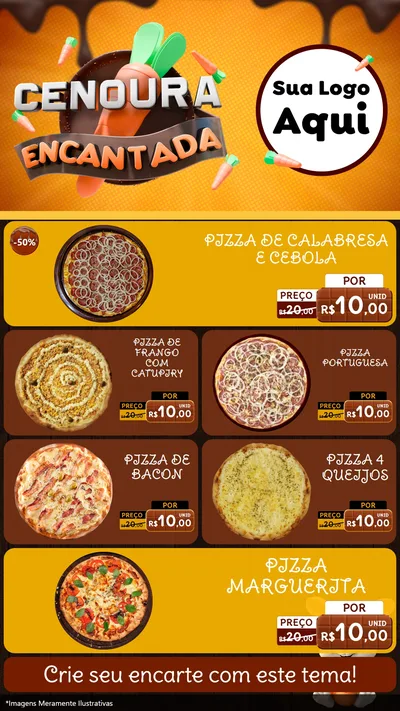 Modelo de TV para TV Vertical com o tema Cenoura Encantada - Páscoa para Pizzaria