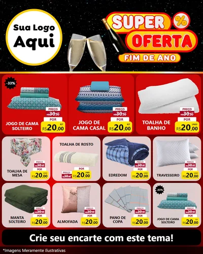 Modelo de Rede Social para Feed Instagram com o tema Super Oferta Fim de Ano para Cama, Mesa e Banho