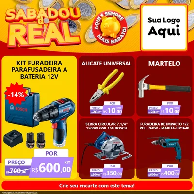 Modelo de Rede Social para Feed Facebook com o tema Sabadou do Real para Maquinas e Ferramentas