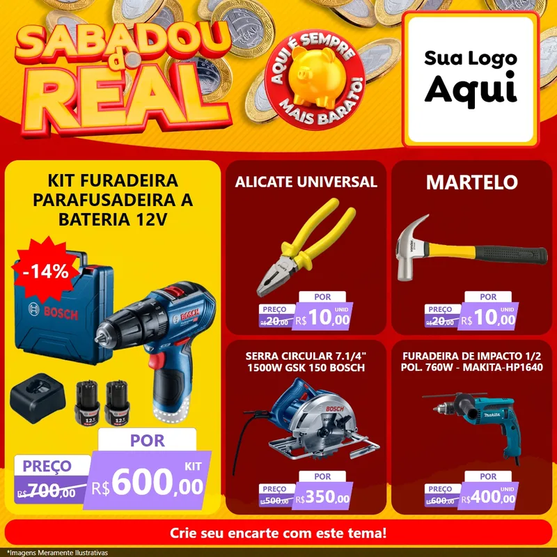 Modelo de Rede Social para Feed Facebook com o tema Sabadou do Real para Maquinas e Ferramentas