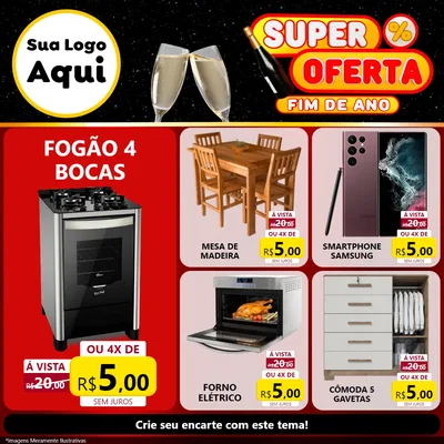 Modelo de Rede Social para Feed Facebook com o tema Super Oferta Fim de Ano para Móveis e Eletro