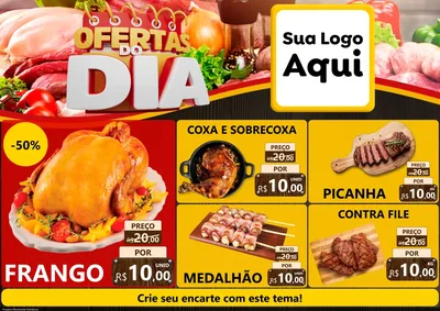 Modelo de Encarte para Encarte A4 Horizontal com o tema Ofertas do Dia para Assados
