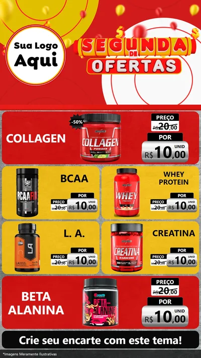 Modelo de TV para TV Vertical com o tema Segunda de Ofertas para Suplementos alimentares