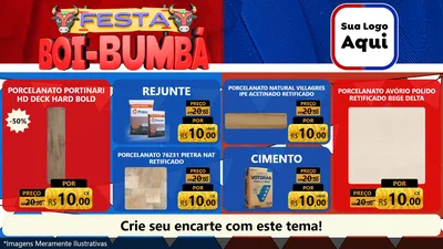 Modelo de TV para TV Horizontal com o tema Festa Boi Bumbá para Pisos e revestimentos