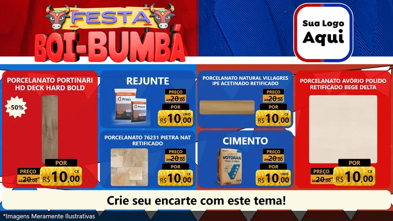 Modelo de TV para TV Horizontal com o tema Festa Boi Bumbá para Pisos e revestimentos