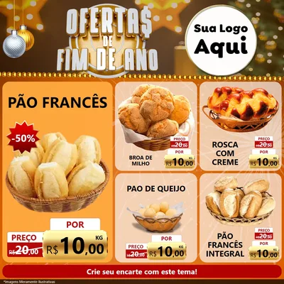 Modelo de Rede Social para Feed Facebook com o tema Ofertas de Fim de Ano para Padaria
