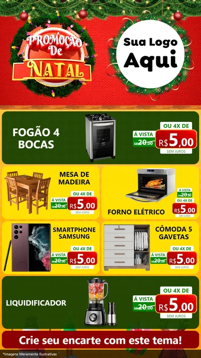 Modelo de TV para TV Vertical com o tema Promoção de Natal para Móveis e Eletro