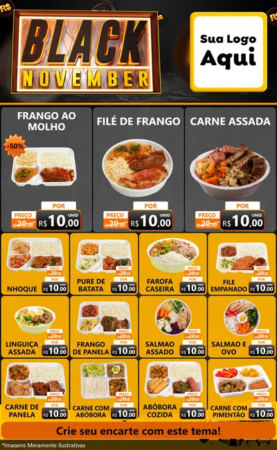 Modelo de Encarte para Encarte Grande com o tema Black November para Restaurante