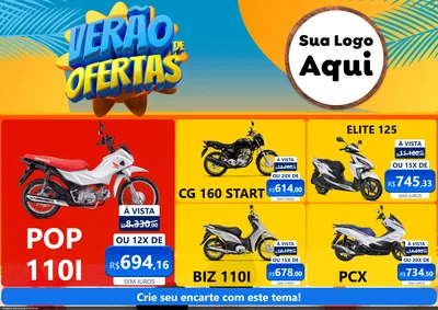 Modelo de Encarte para Encarte A4 Horizontal com o tema Verão de Ofertas para Concessionaria de Motos