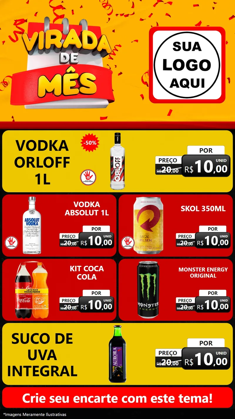 Modelo de TV para TV Vertical com o tema Virada de Mês para Distribuidora de bebidas