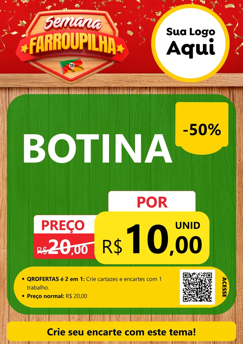 Modelo de Cartaz para Cartaz A4 Vertical com o tema Semana Farroupilha para Agropecuária