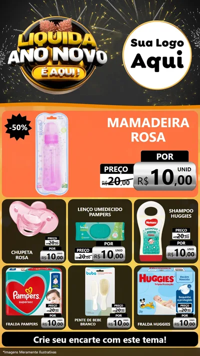 Modelo de Rede Social para Stories com o tema Liquida Ano Novo É Aqui! para Bebês