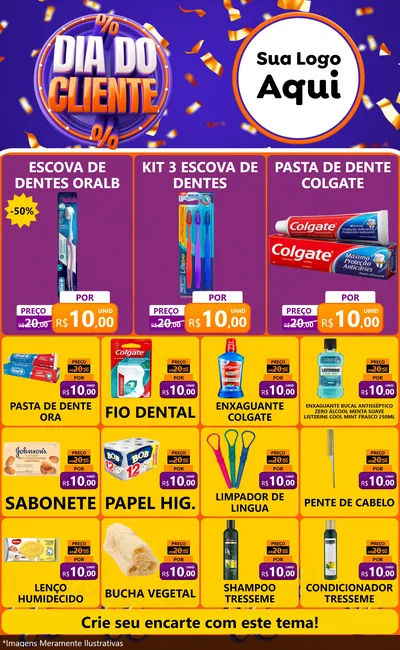 Modelo de Encarte para Encarte Grande com o tema Dia do Cliente para Higiene Pessoal
