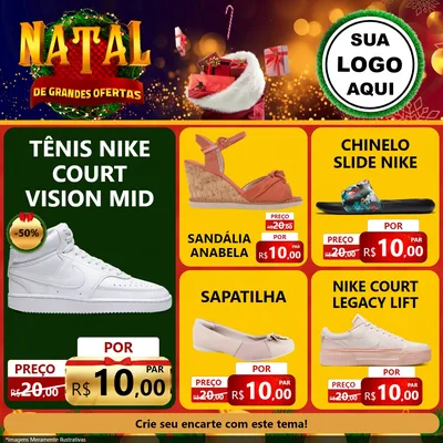 Modelo de Rede Social para Feed Facebook com o tema Natal de Grandes Ofertas para Calçados