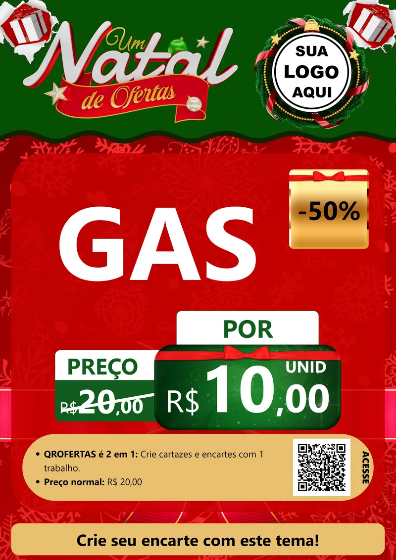 Modelo de Cartaz para Cartaz A4 Vertical com o tema Um Natal de Ofertas para Água e gás