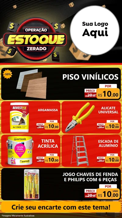 Modelo de TV para TV Vertical com o tema Operação Estoque Zerado para Material para Construção