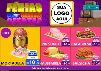 Modelo de Encarte para Encarte A4 Horizontal com o tema Férias com Grandes Ofertas para Frios e Laticínios