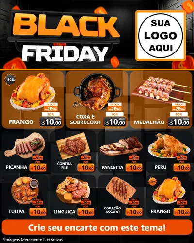 Modelo de Rede Social para Feed Instagram com o tema Black Friday para Assados