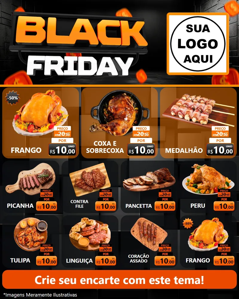 Modelo de Rede Social para Feed Instagram com o tema Black Friday para Assados