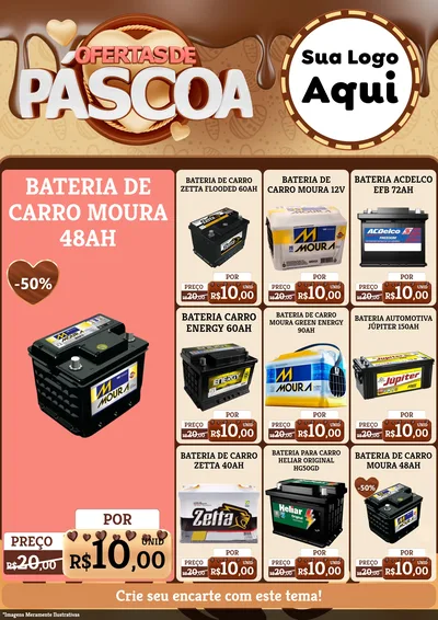 Modelo de Encarte para Encarte A4 Vertical com o tema Ofertas de Páscoa para Baterias Elétricas
