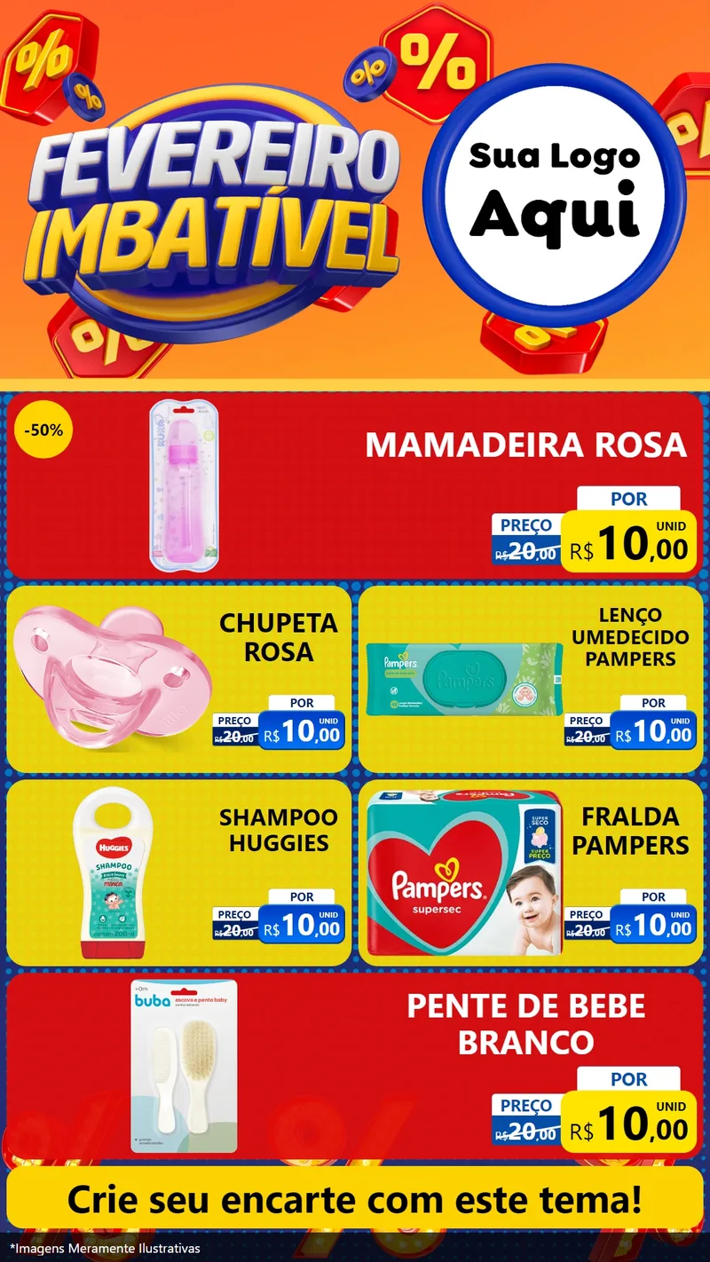 Modelo de TV para TV Vertical com o tema Fevereiro Imbatível para Bebês