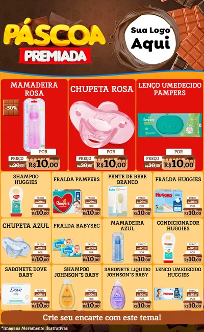 Modelo de Encarte para Encarte Grande com o tema Páscoa Premiada para Bebês