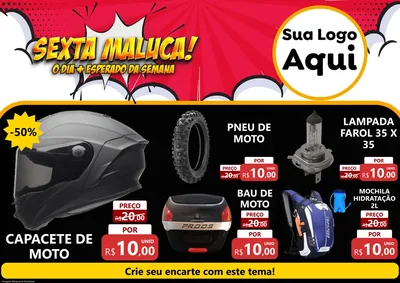 Modelo de Encarte para Encarte A4 Horizontal com o tema Sexta Maluca! para Moto peças