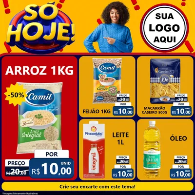 Modelo de Rede Social para Feed Facebook com o tema Só Hoje! para Supermercado