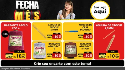 Modelo de TV para TV Horizontal com o tema Fecha Mês para Armarinho e Aviamentos