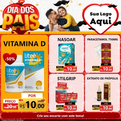 Modelo de Rede Social para Feed Facebook com o tema Dia dos Pais para Farmácia