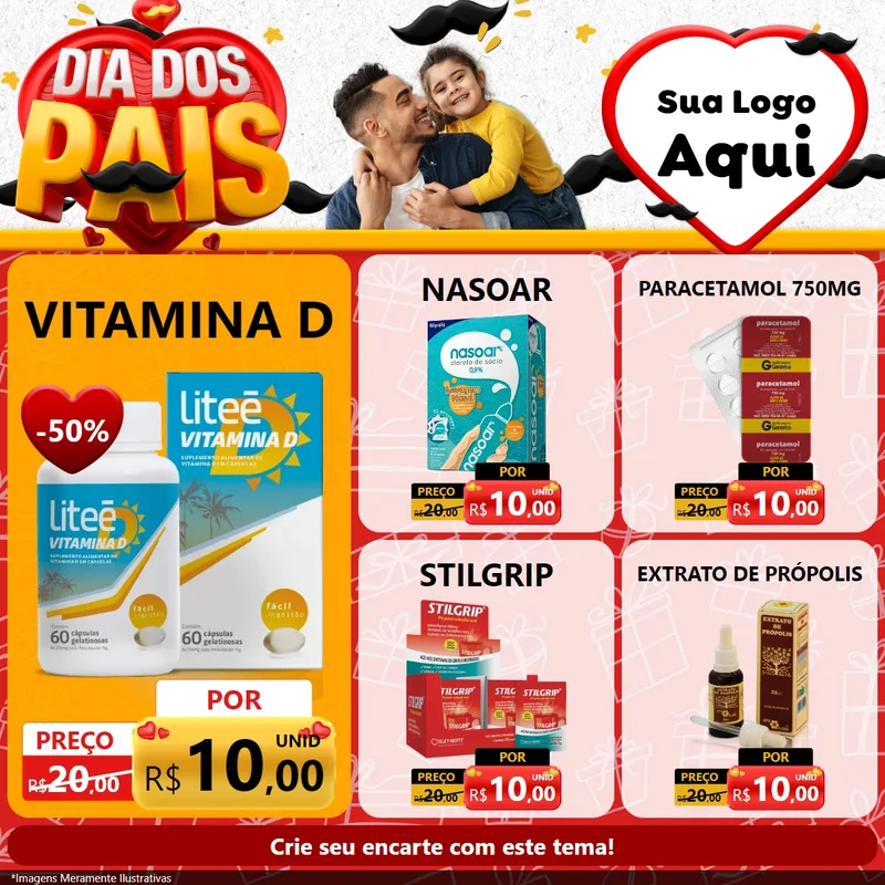 Modelo de Rede Social para Feed Facebook com o tema Dia dos Pais para Farmácia