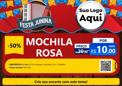 Modelo de Cartaz para Cartaz A4 Horizontal com o tema Festa Junina para Papelaria