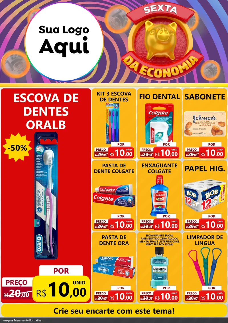 Modelo de Encarte para Encarte A4 Vertical com o tema Sexta da Economia para Higiene Pessoal