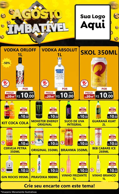 Modelo de Encarte para Encarte Grande com o tema Agosto Imbatível para Distribuidora de bebidas