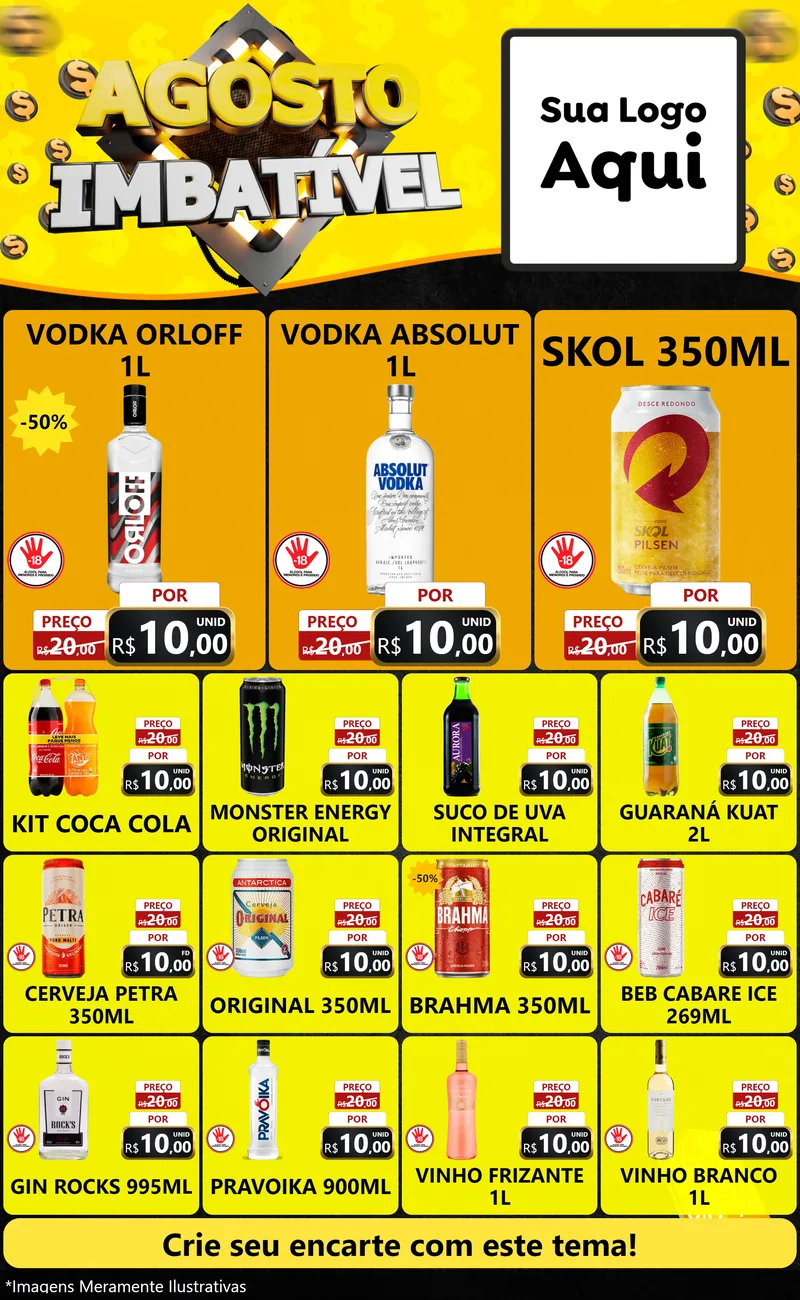 Modelo de Encarte para Encarte Grande com o tema Agosto Imbatível para Distribuidora de bebidas
