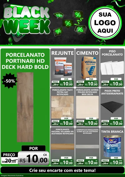 Modelo de Encarte para Encarte A4 Vertical com o tema Black Week para Pisos e revestimentos