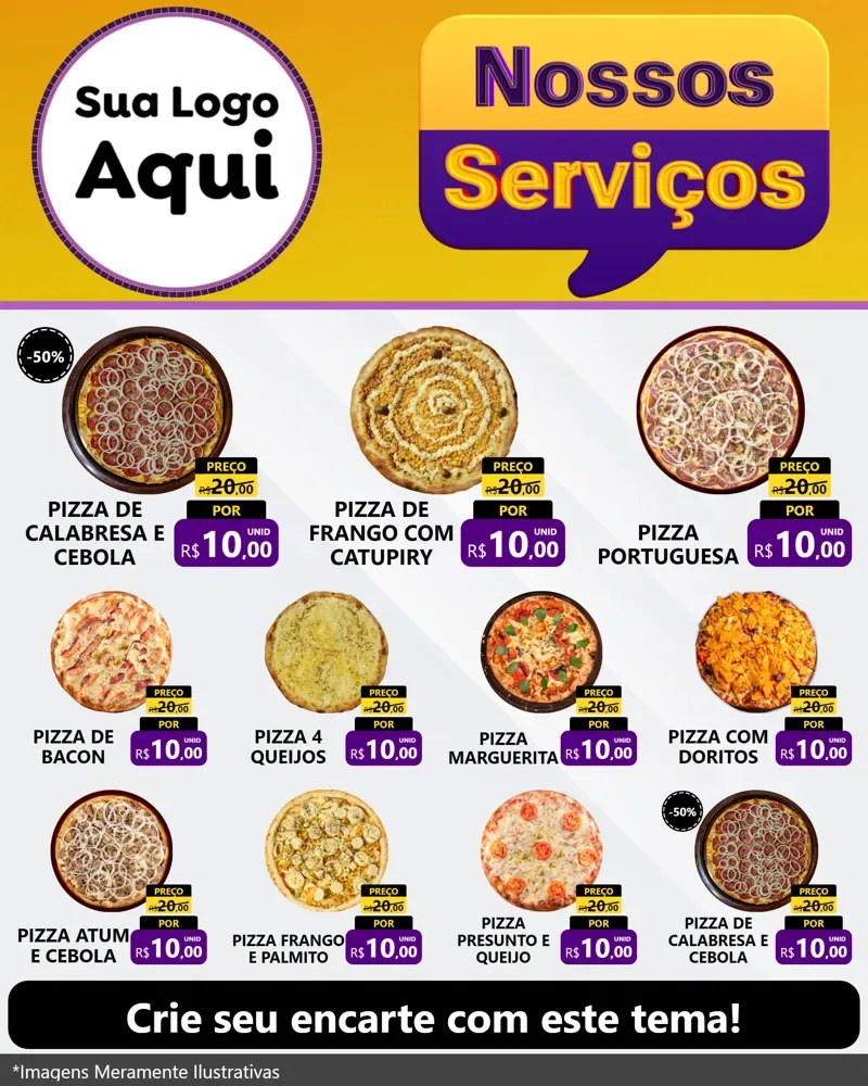 Modelo de Rede Social para Feed Instagram com o tema Nossos Serviços para Pizzaria