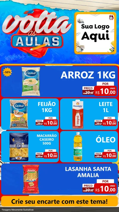 Modelo de TV para TV Vertical com o tema Volta às Aulas para Supermercado