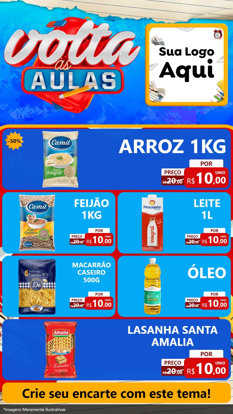 Modelo de TV para TV Vertical com o tema Volta às Aulas para Supermercado