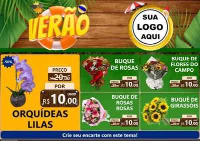 Modelo de Encarte para Encarte A4 Horizontal com o tema Verão para Floricultura e jardim