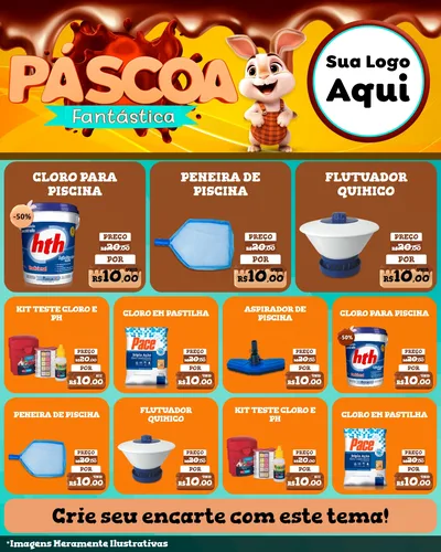 Modelo de Rede Social para Feed Instagram com o tema Páscoa Fantástica para Produtos para Piscina