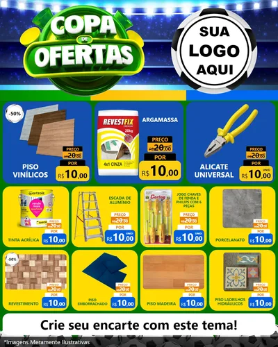 Modelo de Rede Social para Feed Instagram com o tema Copa de Ofertas para Material para Construção