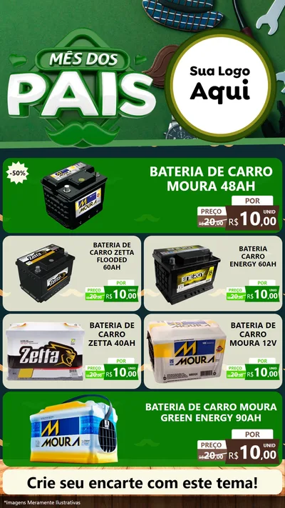 Modelo de TV para TV Vertical com o tema Mês dos Pais para Baterias Elétricas