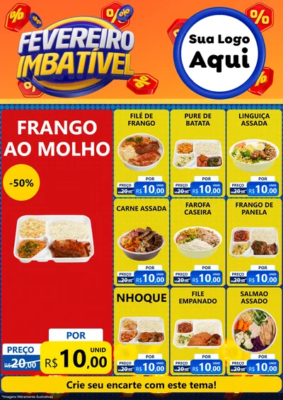 Modelo de Encarte para Encarte A4 Vertical com o tema Fevereiro Imbatível para Restaurante
