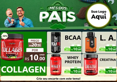 Modelo de Encarte para Encarte A4 Horizontal com o tema Mês dos Pais para Suplementos alimentares