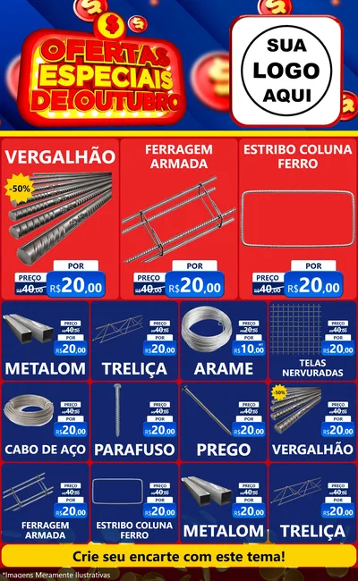Modelo de Encarte para Encarte Grande com o tema Ofertas Especiais de Outubro para Ferragens