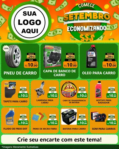 Modelo de Rede Social para Feed Instagram com o tema Comece Setembro Economizando para Auto peças